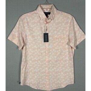 NWT MIZZEN MAIN Leeward Shirt S Pink White Floral Aloha Stretch Trim Fit